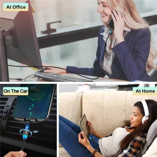 3-in-1 Magnetic Fast Charging Cable | Micro USB, Type-C & iPhone