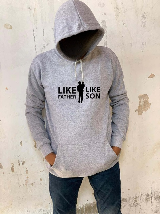 New Summer Collection Full Grey Hoodie Father And Son Printed For Men And Boys