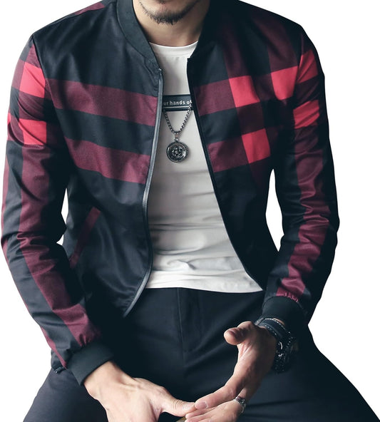 Men's Stylish Zipper Jacket with Contrast Checked Zipper | Jacket For Men's & Boys | Stylish Jacket For Formal & Casual Wear | Checked Design Jacket
